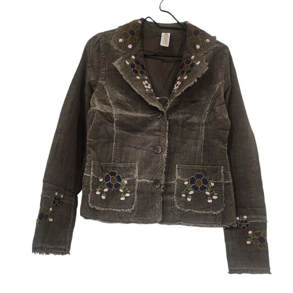 Sandrea Corduroy Embroidered Floral Jacket - Picture 2 of 11